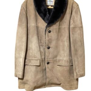 VINTAGE 60’S-70’S WOODHILL OUTERWEAR LIGHT TAN SUEDE SHERPA RANCHER JACKET SZ 42